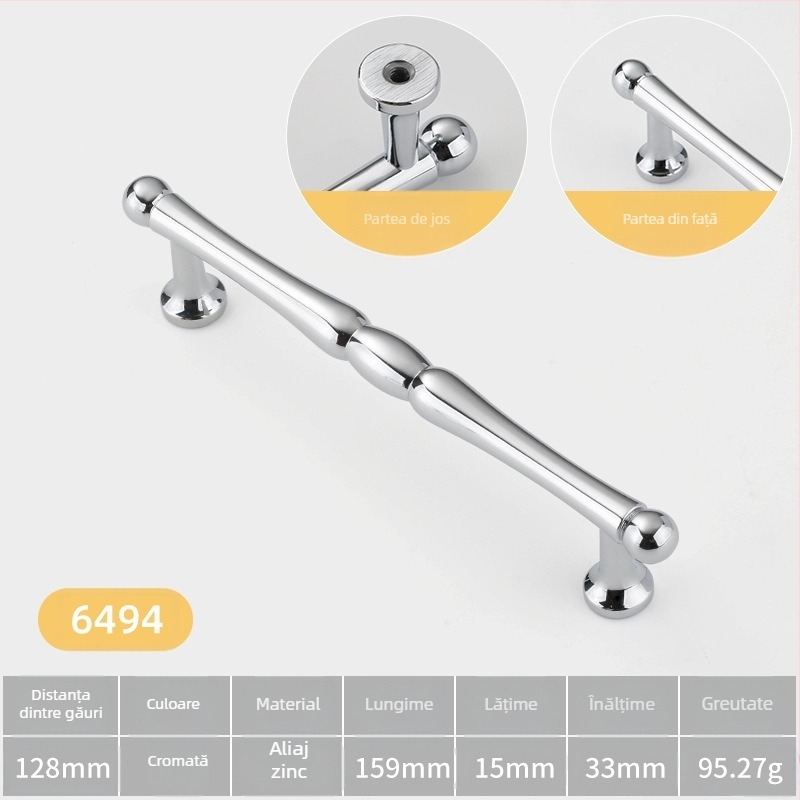 Mâner pentru ușa de dulap — sferic, din aliaj de zinc, stil minimalist italian, montare pe suprafață, model cu o singură gaură