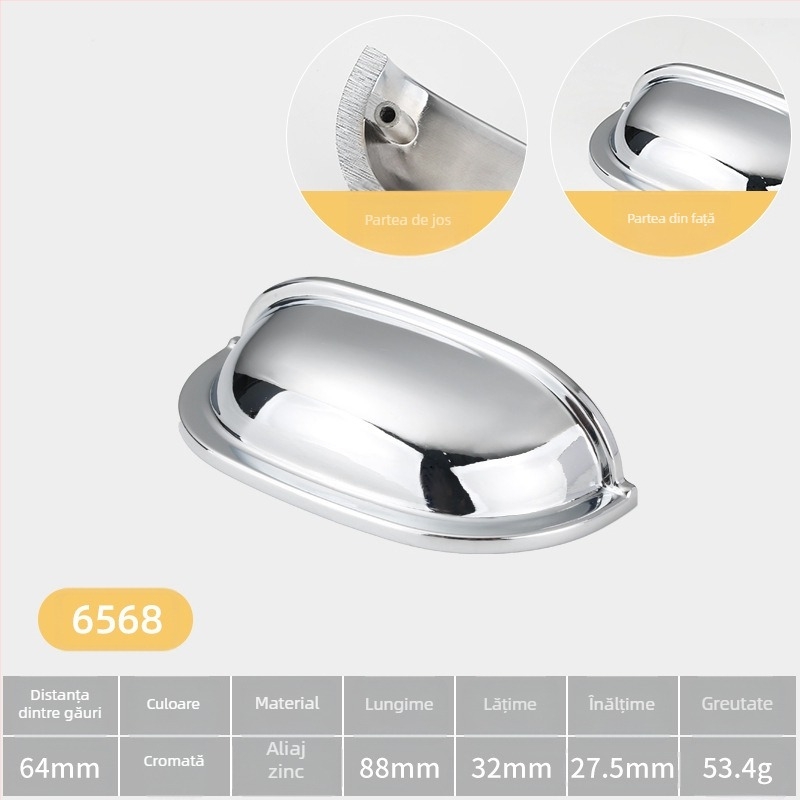 Mâner pentru ușa de dulap — sferic, din aliaj de zinc, stil minimalist italian, montare pe suprafață, model cu o singură gaură