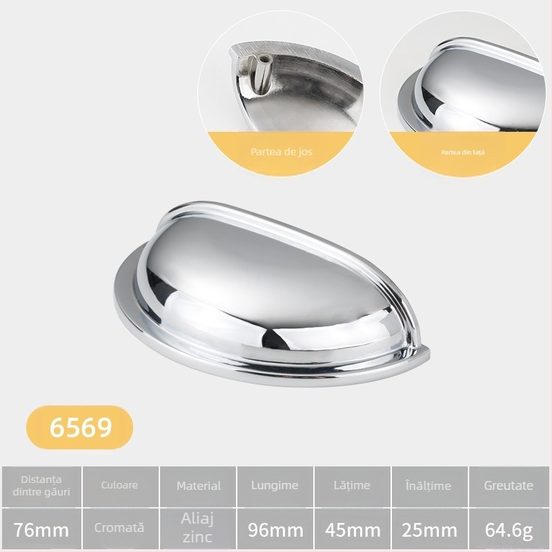 Mâner pentru ușa de dulap — sferic, din aliaj de zinc, stil minimalist italian, montare pe suprafață, model cu o singură gaură