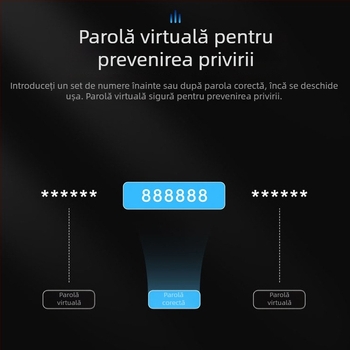 Încuietoare de ușă biometrică inteligentă cu recunoaștere facială și amprentă, impermeabilă, deblocare de la distanță, stocare amprente 100, >100000 de deblocări, timp de scanare <0.5 s, rată de recunoaștere falsă <0.001%, alimentare DC