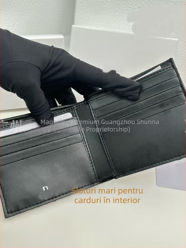 D-brand portofel pentru carduri din piele naturală, model scurt, cusătură diamant, rezistent la uzură