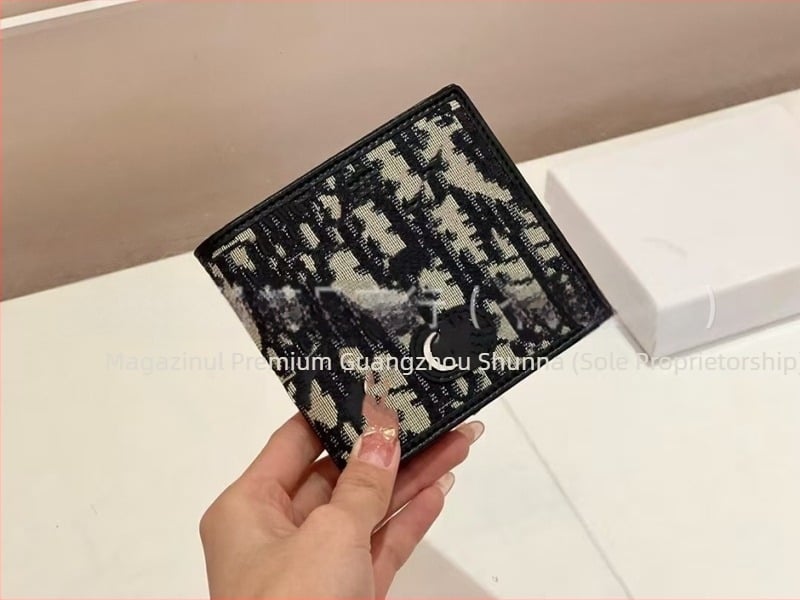 D-brand portofel pentru carduri din piele naturală, model scurt, cusătură diamant, rezistent la uzură