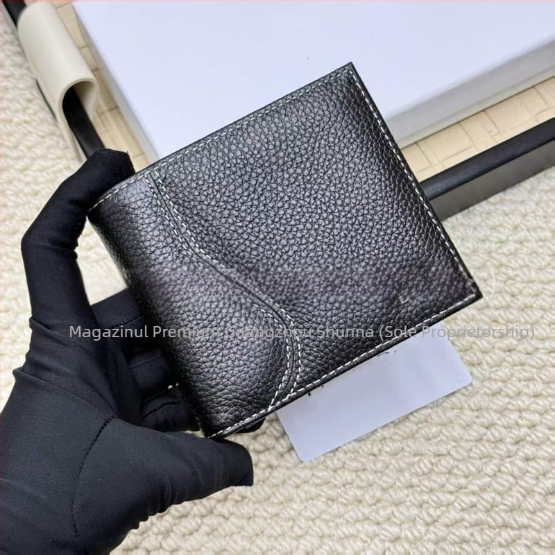 D-brand portofel pentru carduri din piele naturală, model scurt, cusătură diamant, rezistent la uzură