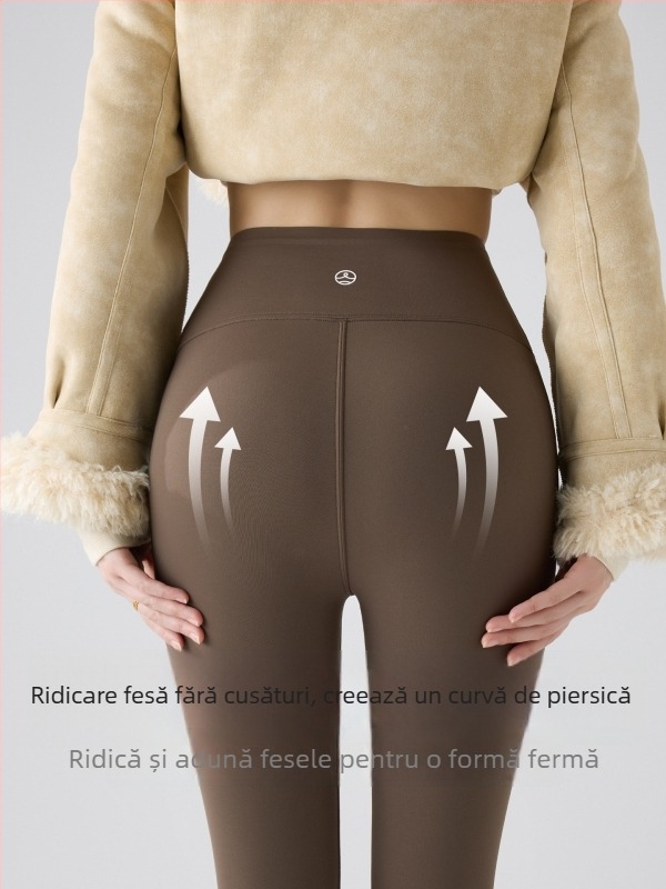 Colanți termici din nylon cu căptușeală de fleece, elasticitate mare, material gros, model geometric