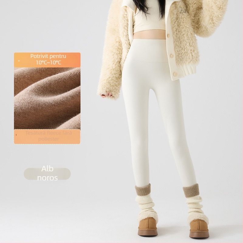 Colanți termici din nylon cu căptușeală de fleece, elasticitate mare, material gros, model geometric