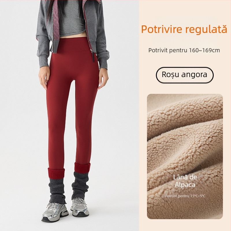 Colanți termici din nylon cu căptușeală de fleece, elasticitate mare, material gros, model geometric