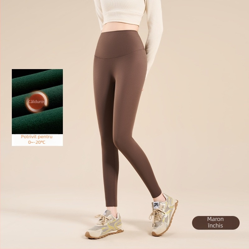 Colanți termici din nylon cu căptușeală de fleece, elasticitate mare, material gros, model geometric