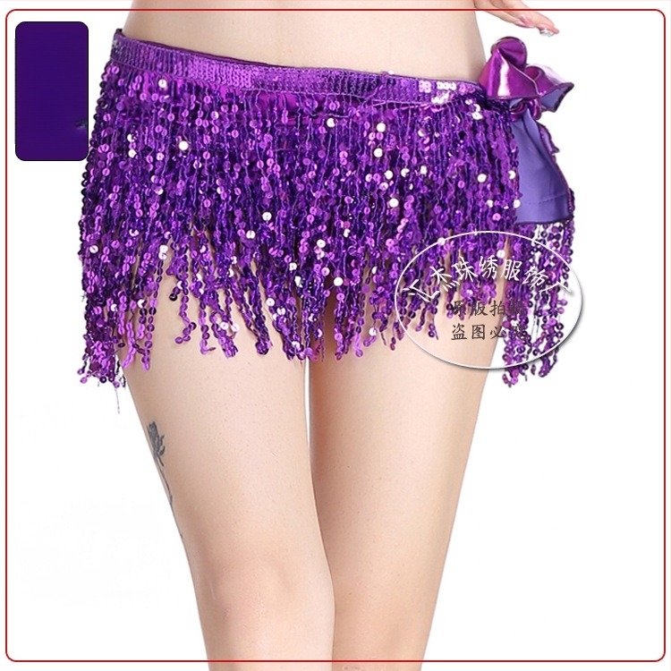 Costum de scenă pentru dansul belly cu lanț talie cu ciucuri, fustă cu paiete și eșarfă pentru braț - material bronzat poliester-spandex, 95% poliester, Primăvara 2024, pentru femei