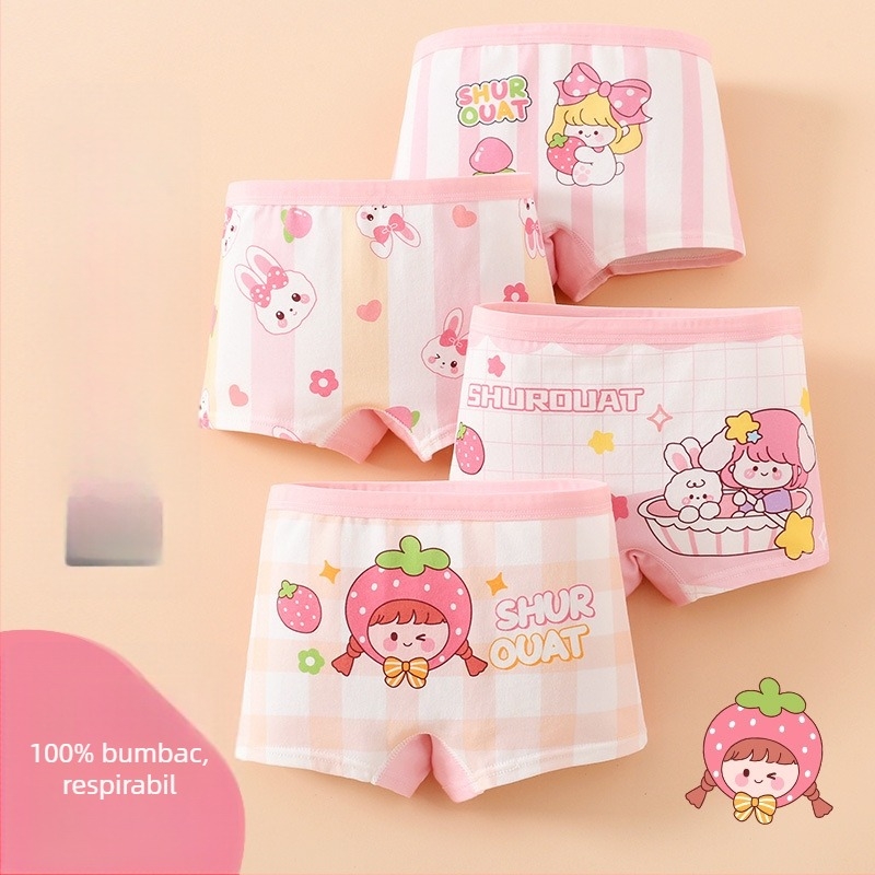 Chiloți pentru fetițe din bumbac, antibacteriali, 95% bumbac, Clasă A de siguranță, model K-29