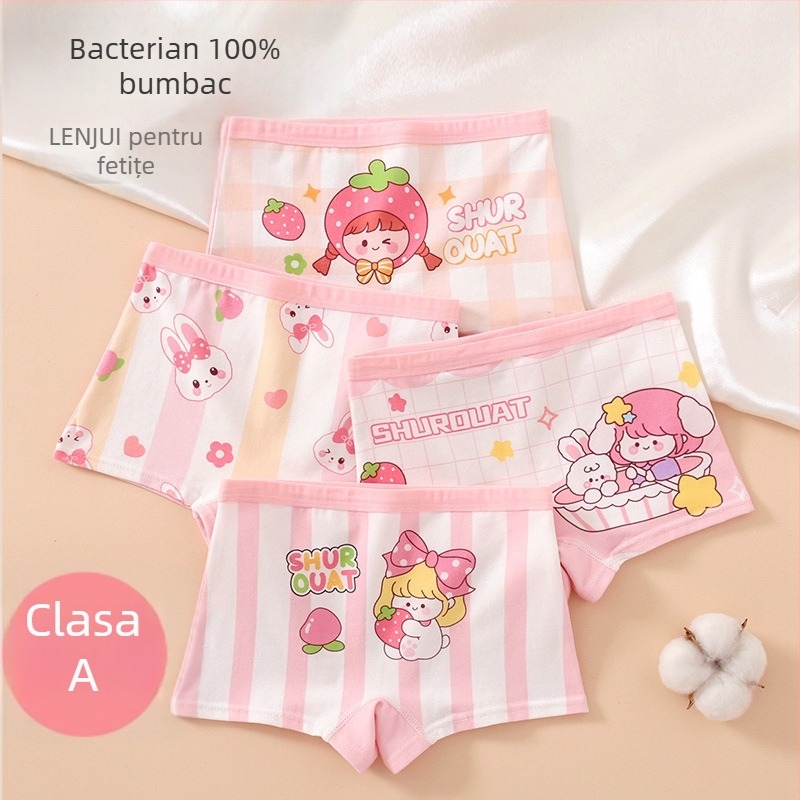 Chiloți pentru fetițe din bumbac, antibacteriali, 95% bumbac, Clasă A de siguranță, model K-29