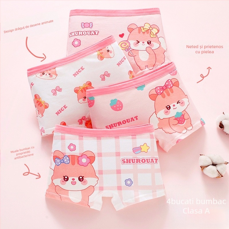 Chiloți pentru fetițe din bumbac, antibacteriali, 95% bumbac, Clasă A de siguranță, model K-29