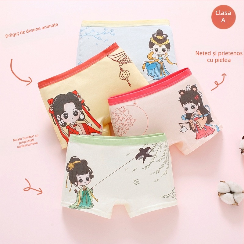 Chiloți pentru fetițe din bumbac, antibacteriali, 95% bumbac, Clasă A de siguranță, model K-29