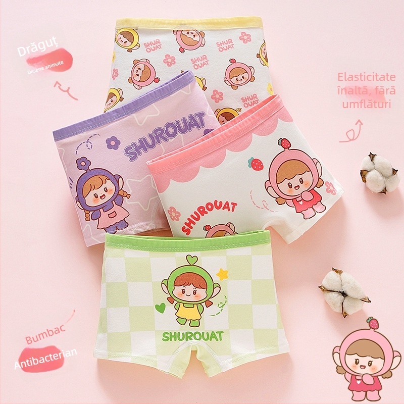 Chiloți pentru fetițe din bumbac, antibacteriali, 95% bumbac, Clasă A de siguranță, model K-29