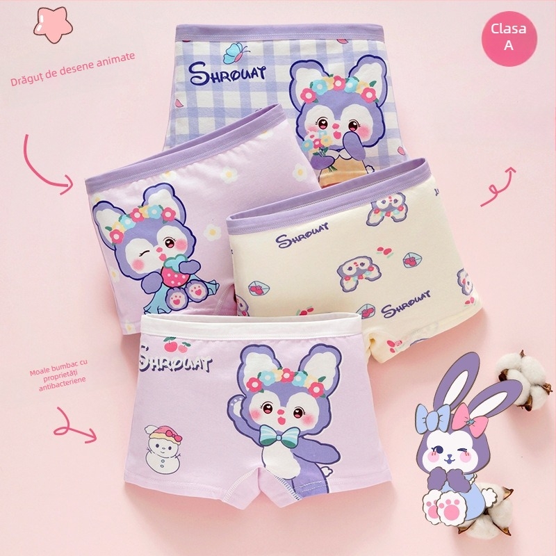 Chiloți pentru fetițe din bumbac, antibacteriali, 95% bumbac, Clasă A de siguranță, model K-29