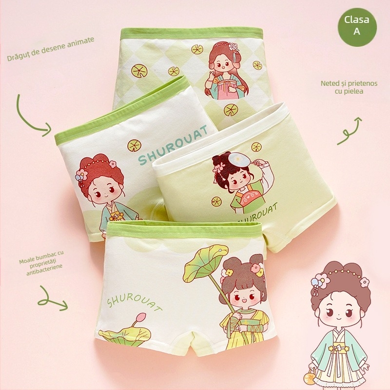 Chiloți pentru fetițe din bumbac, antibacteriali, 95% bumbac, Clasă A de siguranță, model K-29