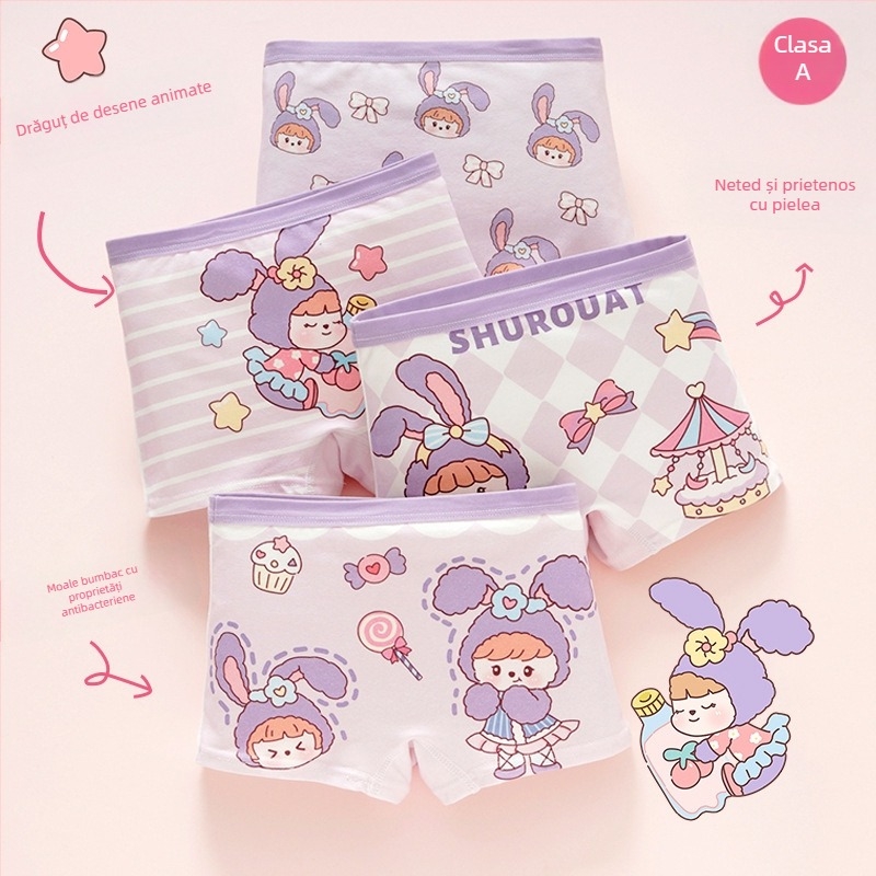 Chiloți pentru fetițe din bumbac, antibacteriali, 95% bumbac, Clasă A de siguranță, model K-29