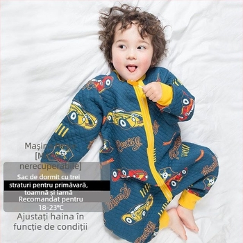 Sac de dormit pentru copii cu picioare separate și cuvertură anti-kick, pentru toate anotimpurile, exterior din bumbac 100%, umplutură poliester