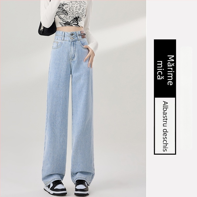 Jeansi de damă cu căptușeală fleece, croială dreaptă, talie înaltă, denim din bumbac, toamnă 2025