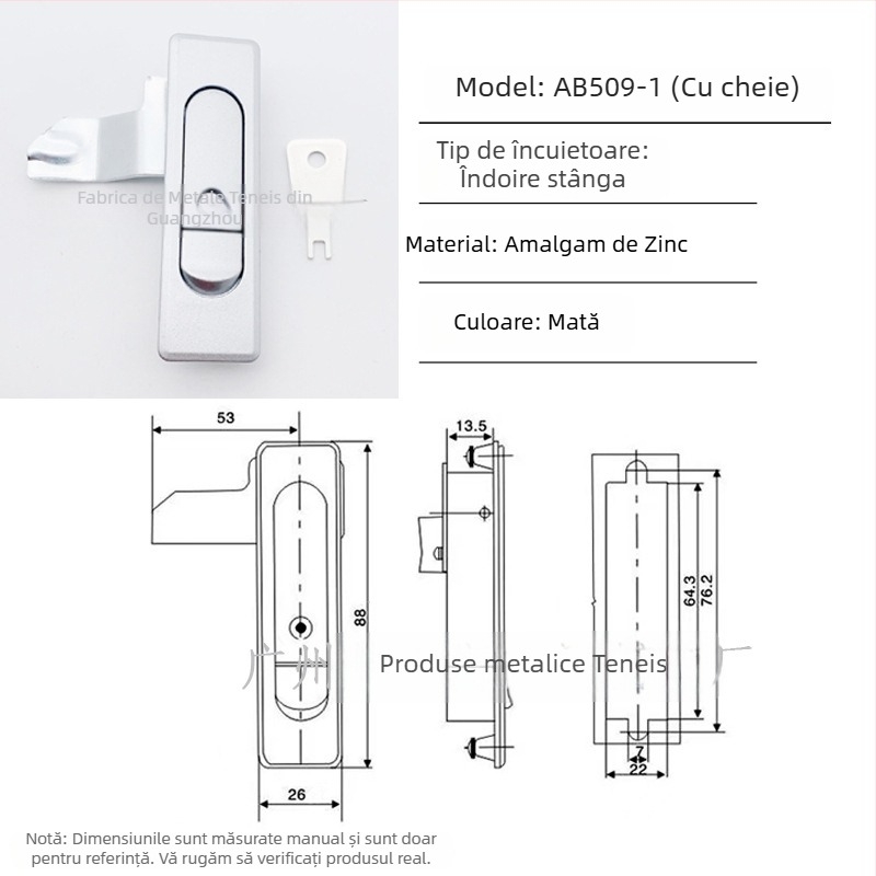 Tenace AB509 încuietoare din alloy de zinc pentru panouri de distribuție