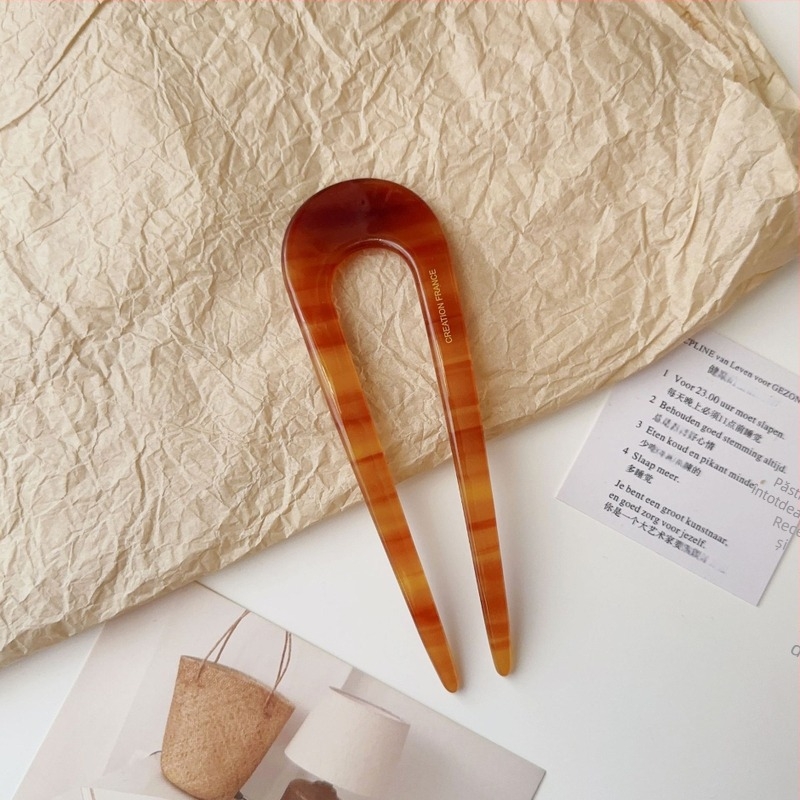 Jin Xin agrafă de păr în formă de U, placă de acid acetic, stil retro, origine Yiwu