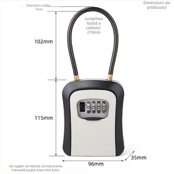 Cutie de chei cu parolă, montaj pe perete, model KX803, ABS plastic, Grosime tijă încuietoare 8 mm