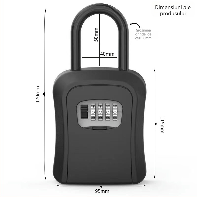 Cutie de chei cu parolă, montaj pe perete, model KX803, ABS plastic, Grosime tijă încuietoare 8 mm