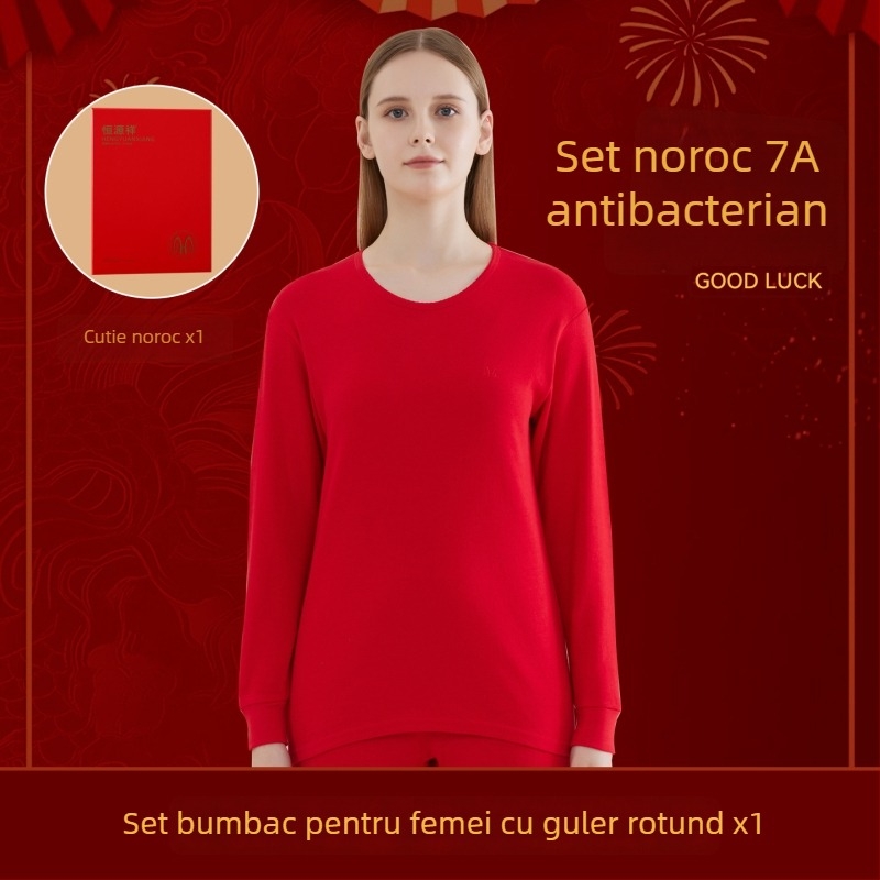 Set termic pentru bărbați din bumbac 100%, antibacterian, trei straturi, grosime extra 501–600 g/m², top cu mânecă lungă și guler simplu, pantaloni incluși