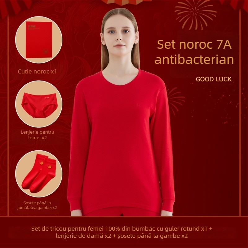 Set termic pentru bărbați din bumbac 100%, antibacterian, trei straturi, grosime extra 501–600 g/m², top cu mânecă lungă și guler simplu, pantaloni incluși