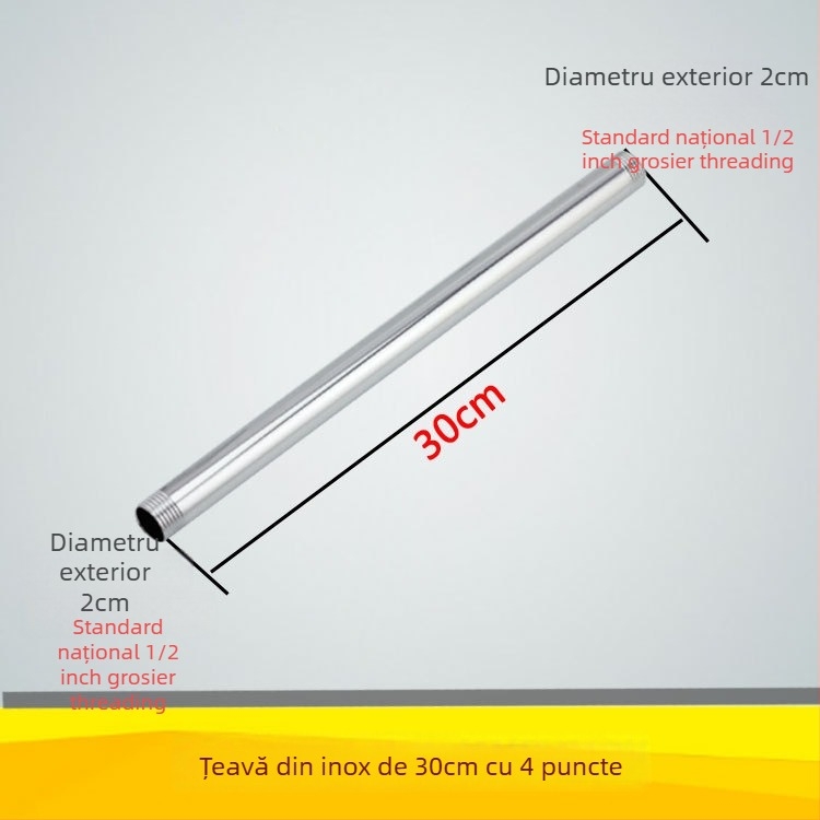 Qt132 Bară de duș cu țeavă dreaptă, construcție din cupru/ oțel inoxidabil, montaj filetat ascuns, 0–95°C, 1 MPa