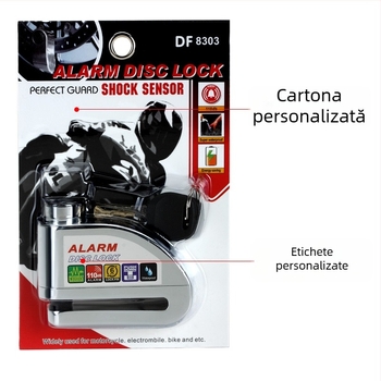 Lacăt cu alarmă pentru disc de frână pentru bicicletă electrică și motocicletă, DF 8308, Material: aliaj zinc-cupru, Greutate: 0,51 kg