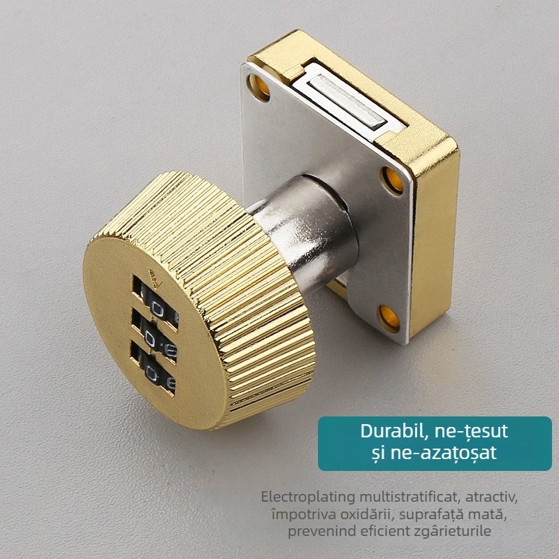 Încuietoare cu parolă pentru sertare și dulapuri — material: aliaj de zinc + ABS; model: încuietoare cu parolă; aplicații: sertare, dulapuri, vestiare, dosare; tip: cifre; deblocare: parolă