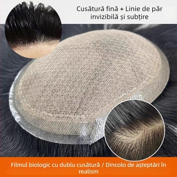 Perucă pentru bărbați - păr uman real, patch pe creștet, aspect natural, nu poate fi vopsită