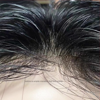 Perucă pentru bărbați - păr uman real, patch pe creștet, aspect natural, nu poate fi vopsită