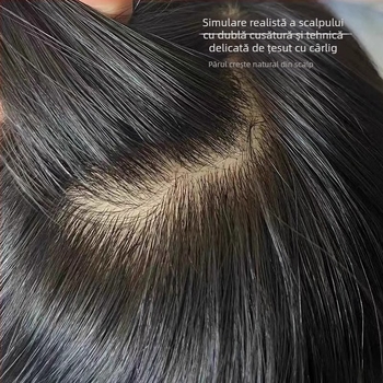 Perucă pentru bărbați - păr uman real, patch pe creștet, aspect natural, nu poate fi vopsită