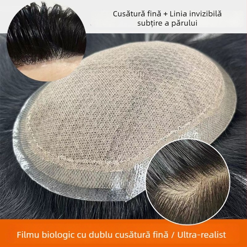 Perucă pentru bărbați - păr uman real, patch pe creștet, aspect natural, nu poate fi vopsită