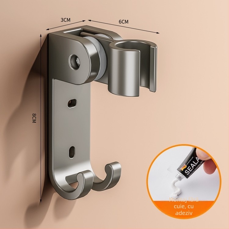 Suport pentru duș montat pe perete, aluminiu spațial, rotativ, model 1515