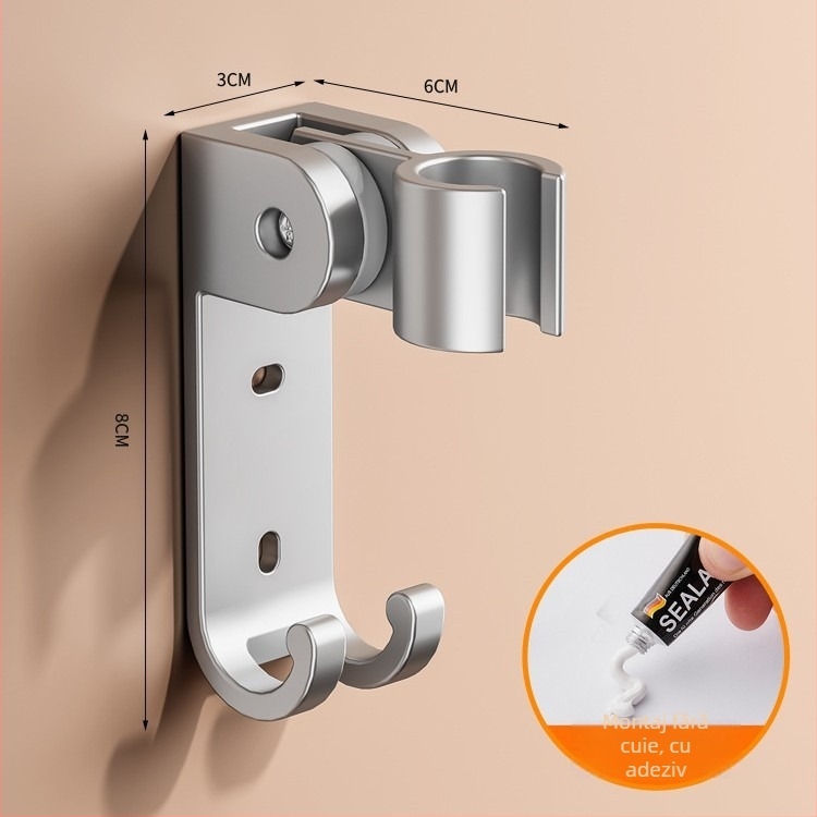 Suport pentru duș montat pe perete, aluminiu spațial, rotativ, model 1515