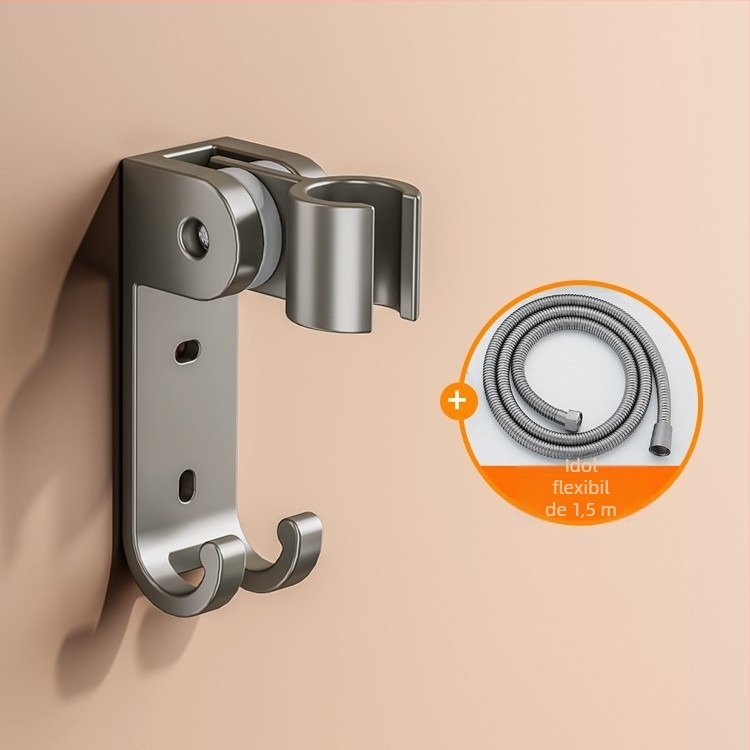 Suport pentru duș montat pe perete, aluminiu spațial, rotativ, model 1515