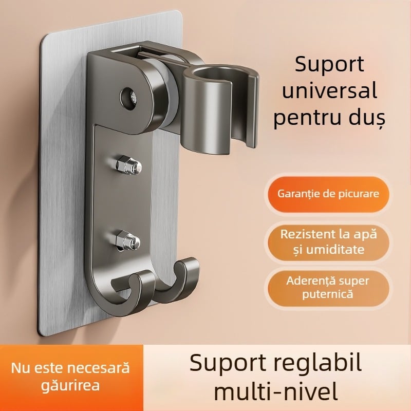 Suport pentru duș montat pe perete, aluminiu spațial, rotativ, model 1515