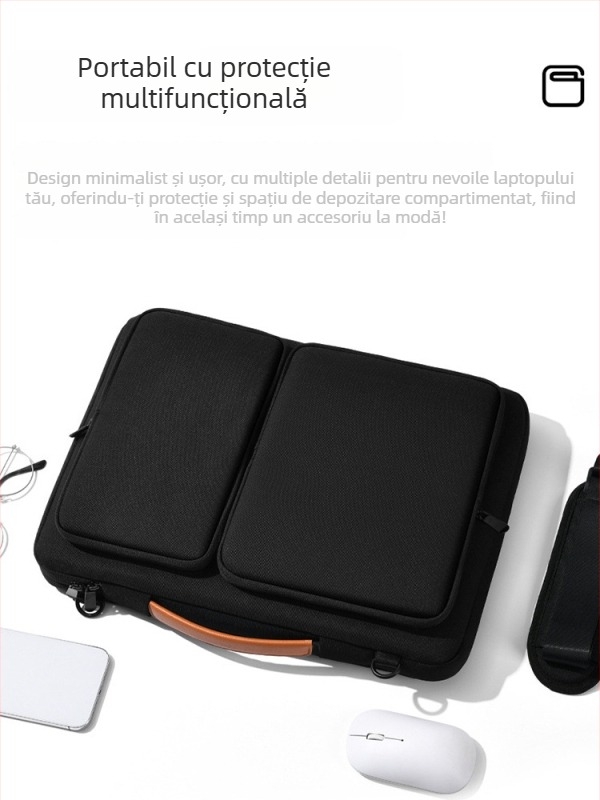 Funda laptop cu stil de afaceri, material Oxford, căptușeală din pânză, impermeabilă, rezistentă la uzură și la șocuri
