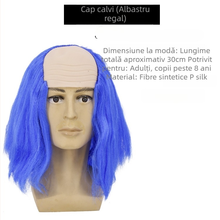 Perucă COS cu aspect chel, model 3737, stil amuzant, păr de lungime medie, material păr: K silk / P silk, potrivit pentru toate formele feței