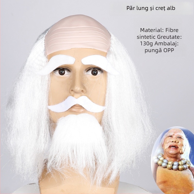 Perucă COS cu aspect chel, model 3737, stil amuzant, păr de lungime medie, material păr: K silk / P silk, potrivit pentru toate formele feței