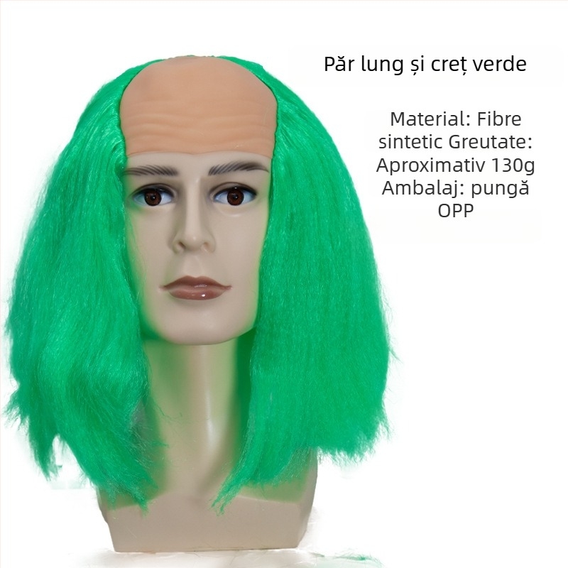 Perucă COS cu aspect chel, model 3737, stil amuzant, păr de lungime medie, material păr: K silk / P silk, potrivit pentru toate formele feței