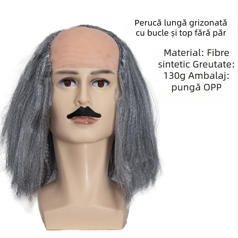 Perucă COS cu aspect chel, model 3737, stil amuzant, păr de lungime medie, material păr: K silk / P silk, potrivit pentru toate formele feței