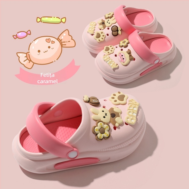 Pantofi de plajă pentru copii cu partea superioară EVA, unisex, pentru 4–9 ani, stil Cartoon Paradise, lansare primăvara 2025