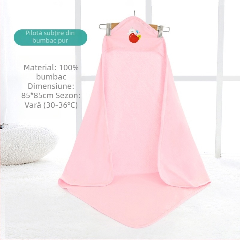 Pătură din bumbac pentru nou-născuți cu model desen animat | Potrivită pentru toate sezoanele | DoDojami