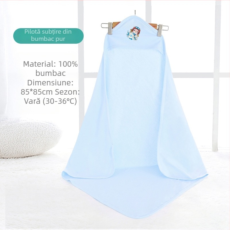 Pătură din bumbac pentru nou-născuți cu model desen animat | Potrivită pentru toate sezoanele | DoDojami