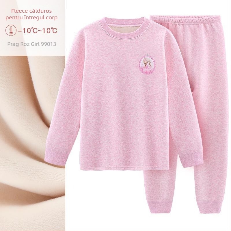 Set lenjerie termică pentru fete, căptușeală din fleece, din bumbac, pentru iarnă, pentru vârsta 3–8 ani