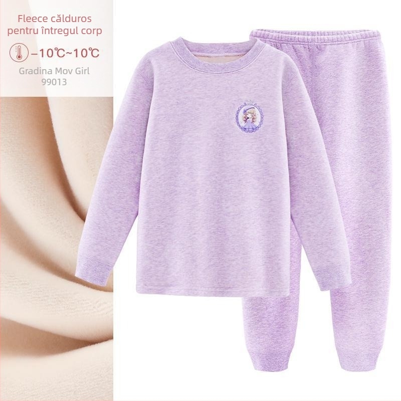 Set lenjerie termică pentru fete, căptușeală din fleece, din bumbac, pentru iarnă, pentru vârsta 3–8 ani