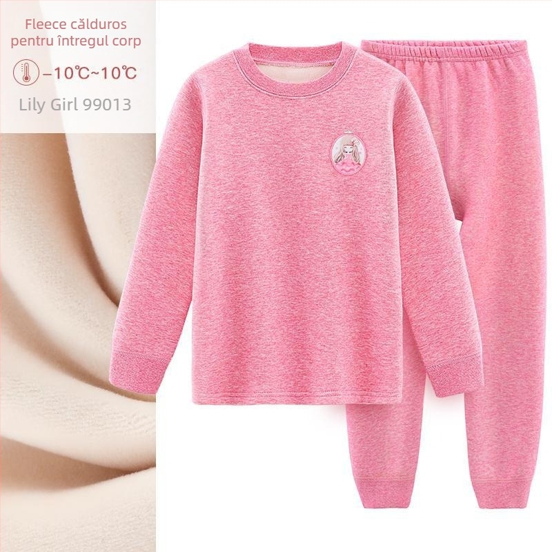 Set lenjerie termică pentru fete, căptușeală din fleece, din bumbac, pentru iarnă, pentru vârsta 3–8 ani
